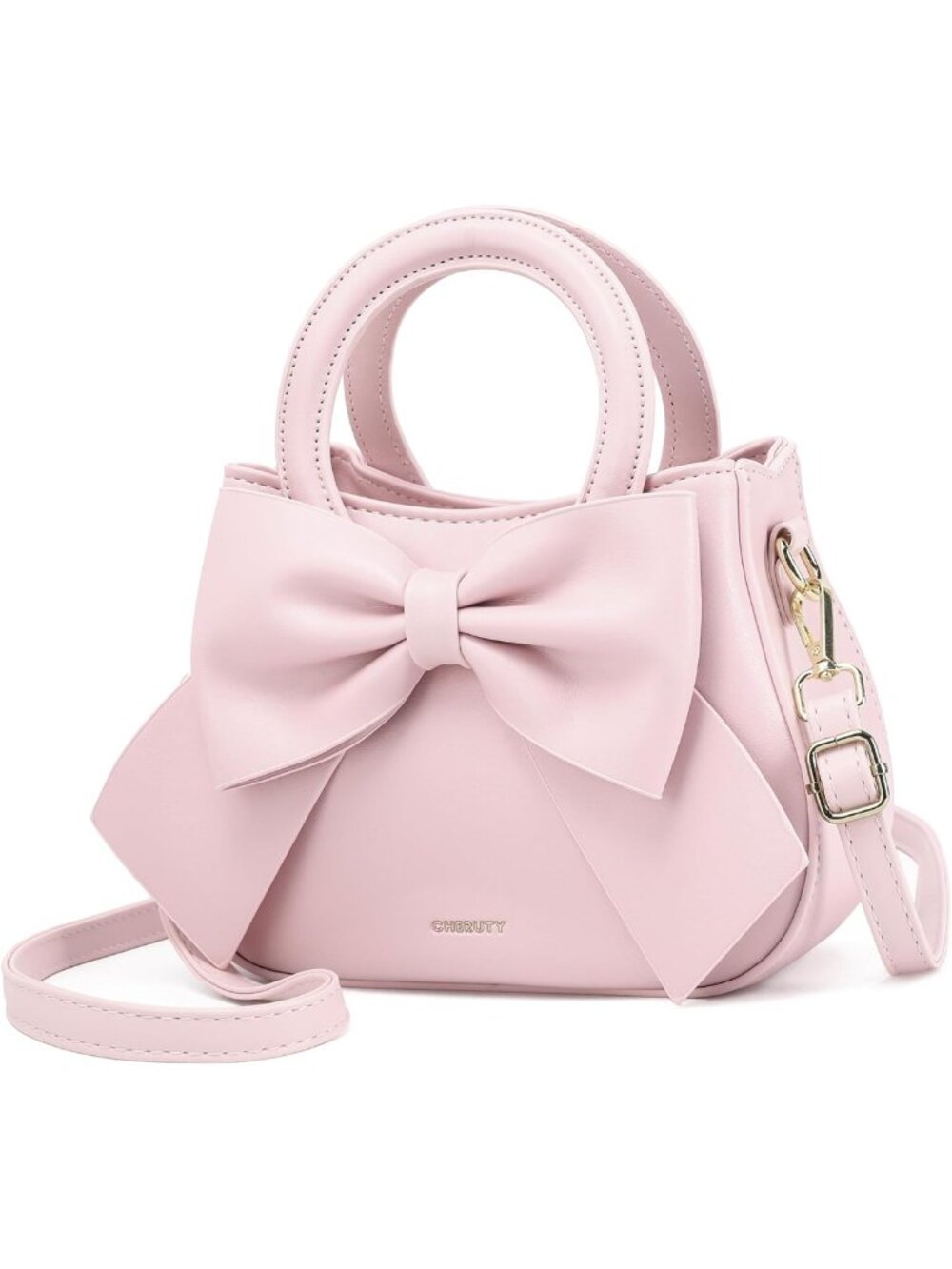 Chic Vegan Leather Crossbody Bag for Women, Small Purse with Bow Knot & Handle